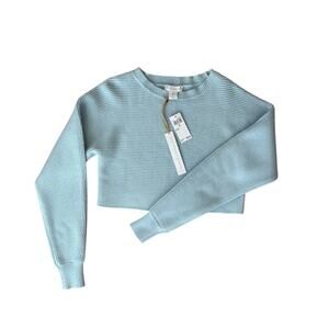 NWT House of Harlow 1960 Blue Winter Sky knitted Cropped Sweater Small